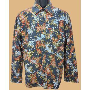 Kenneth Cole Mens Medium Floral Shirt Cotton